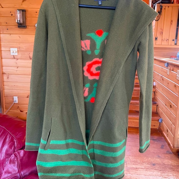 Toad & Co Wool Merino Heartfelt Hoodie Cardigan Green Olive size XS - Picture 3 of 12